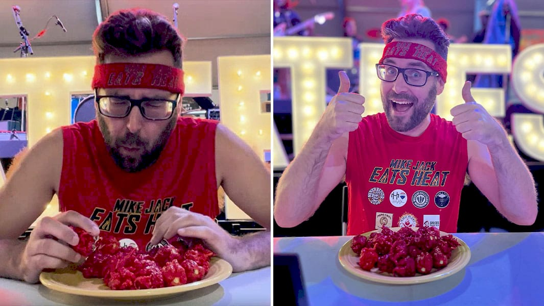 Майк Джек споживає перці Carolina Reaper