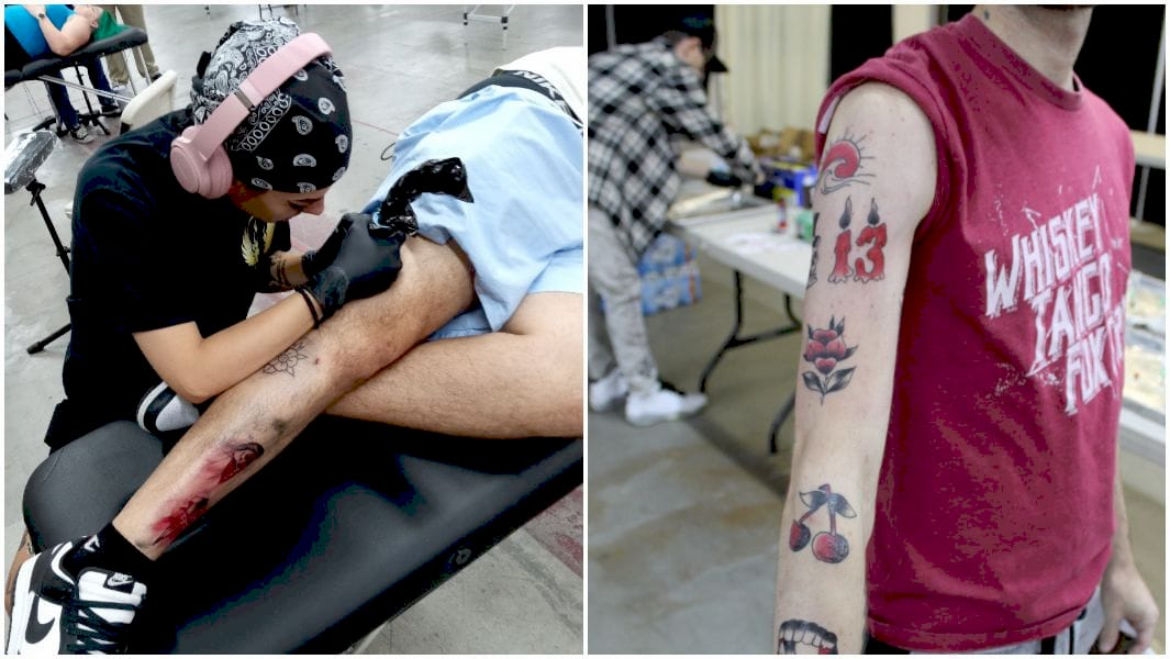 Команда тату-артистів під час встановлення рекорду