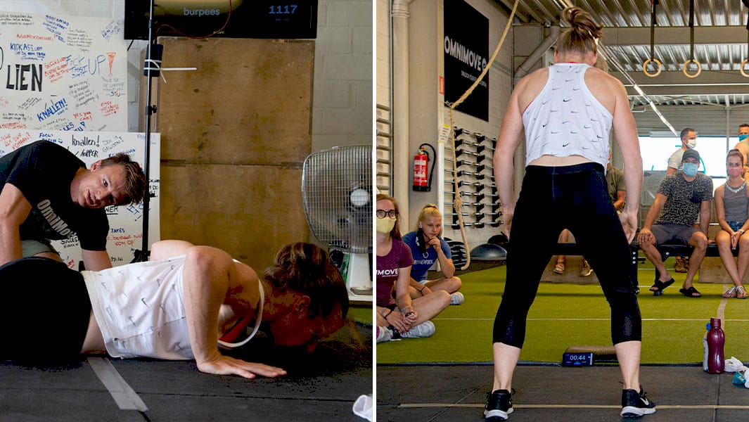 Лієн Ван Хемелен під час виконання бурпі