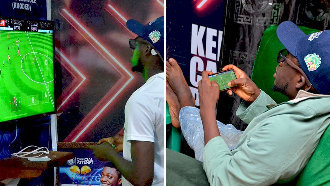 Осайде Олуволе грає в футбольну відеогру