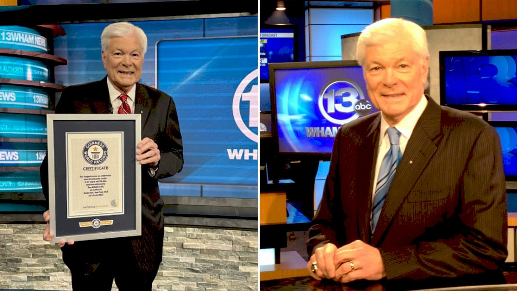 Дон Алхарт на фоні телевізійної студії