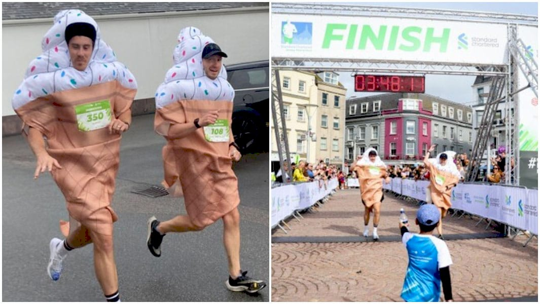 Алан Фалле та Скотт Уелш у костюмах морозива