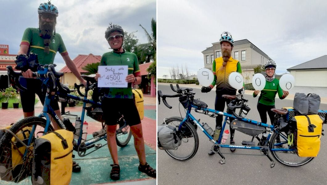 Лора та Стіві Массі на тандемному велосипеді